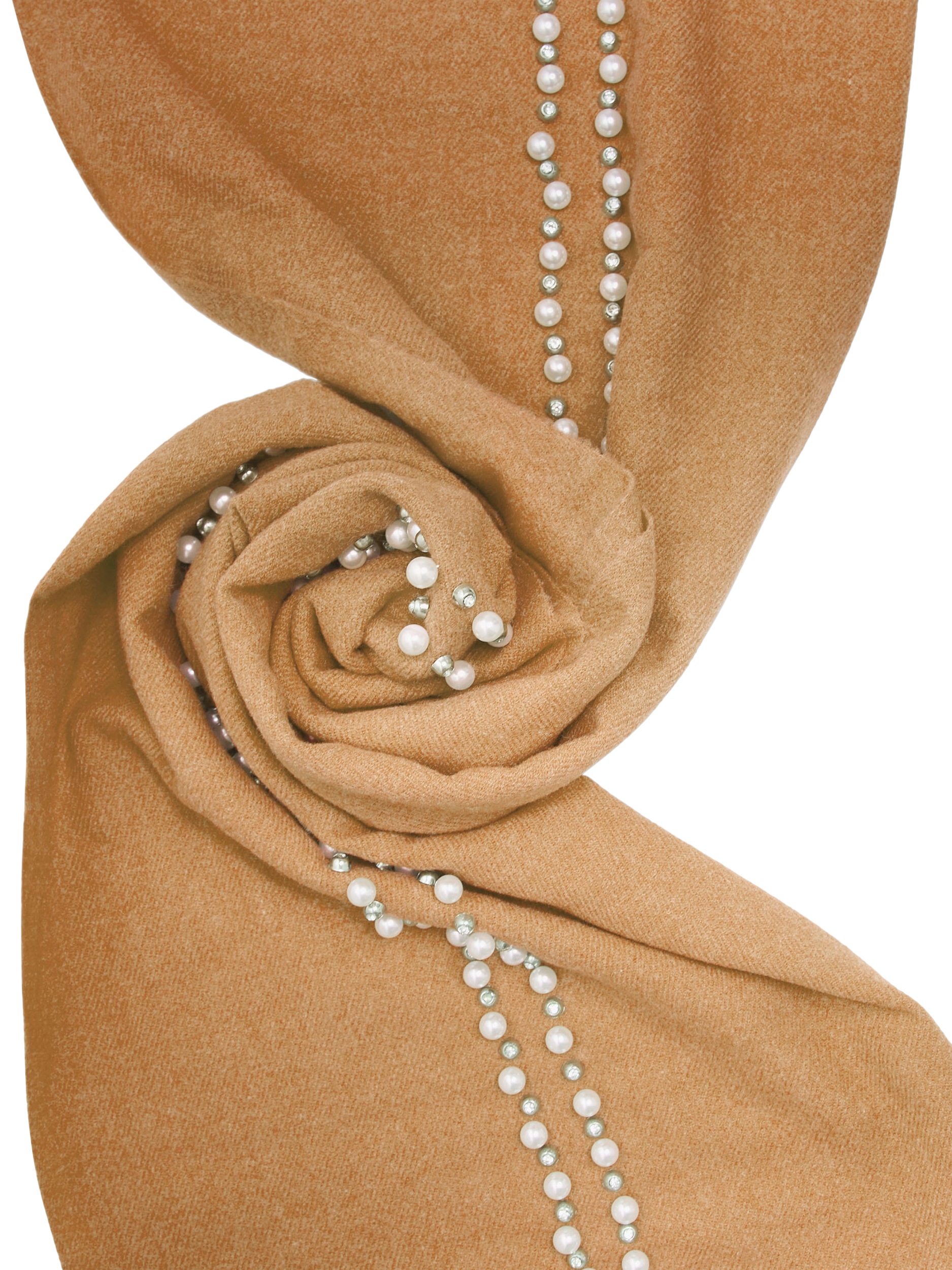 Product image 3 of 3, which shows James Lakeland Pearl Detail Scarf, Camel, One Size