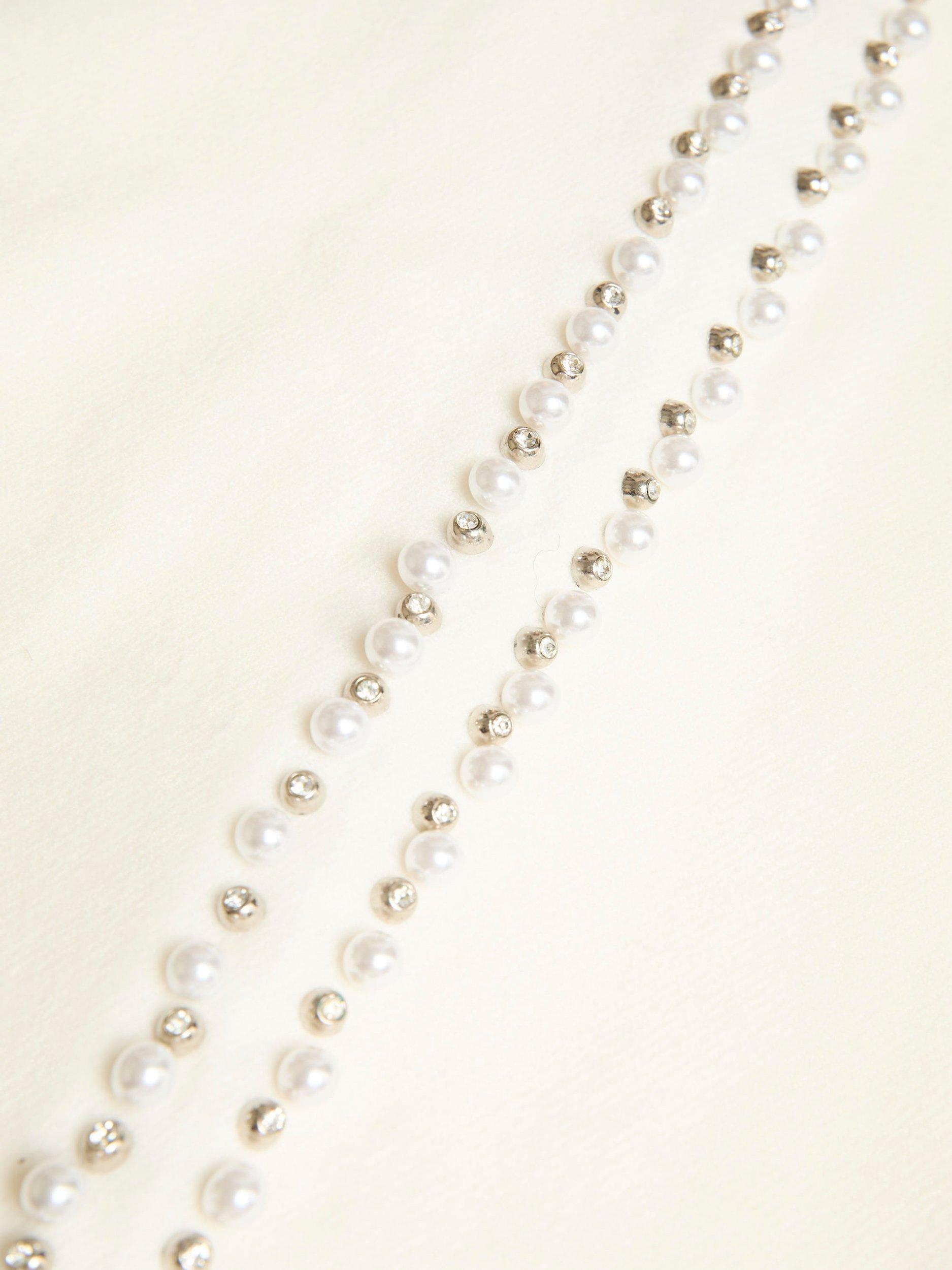 Product image 2 of 4, which shows James Lakeland Pearl Detail Scarf, Cream, One Size