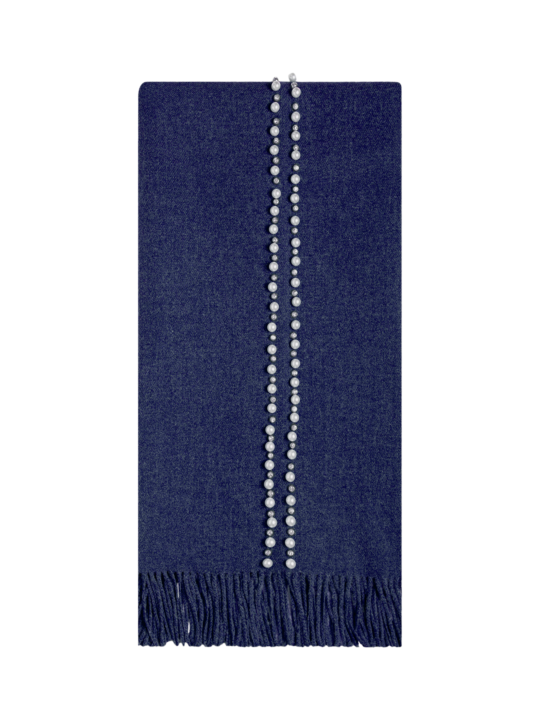 Product image 1 of 4, which shows James Lakeland Pearl Detail Scarf, Navy, One Size