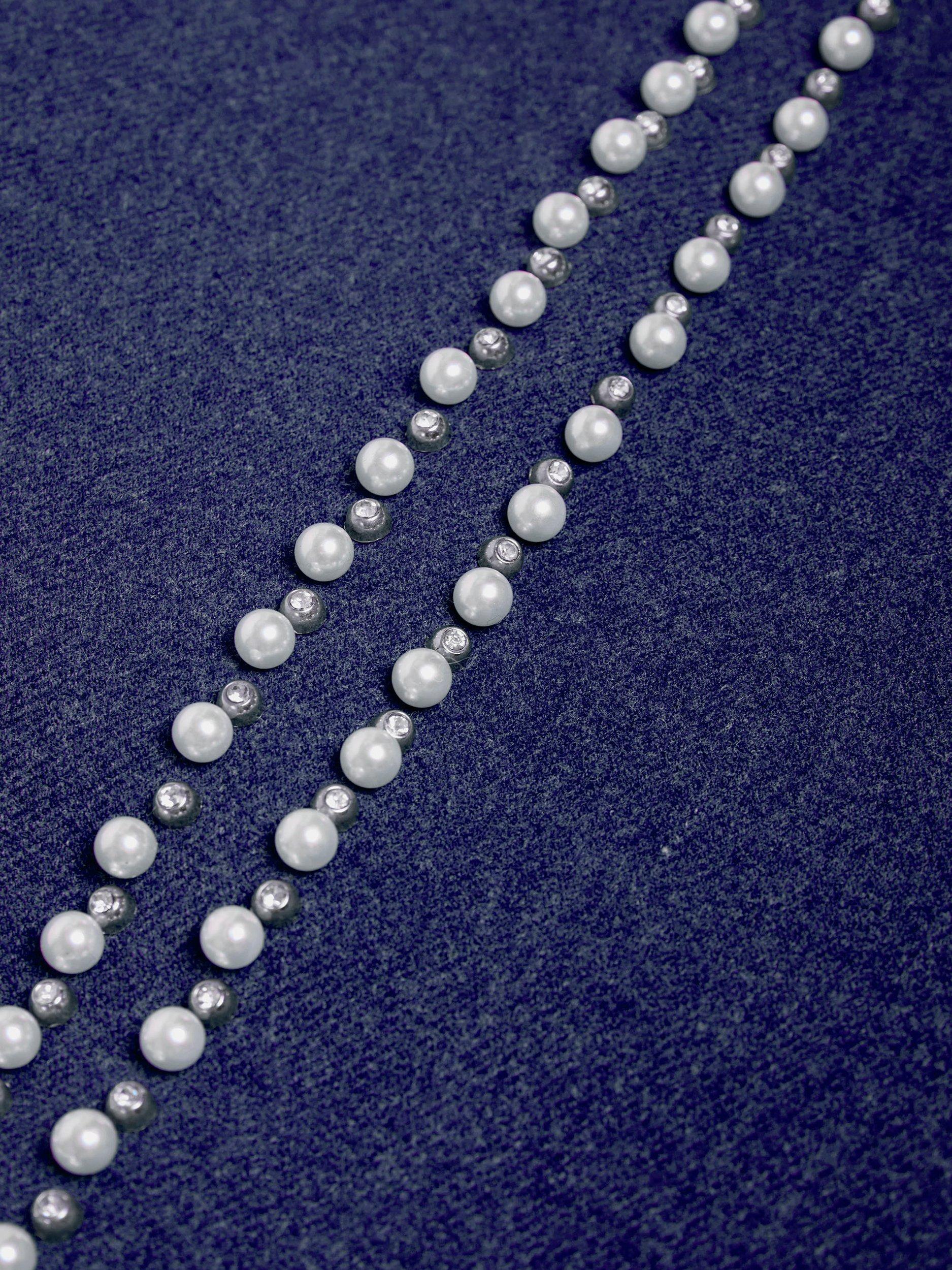 Product image 2 of 4, which shows James Lakeland Pearl Detail Scarf, Navy, One Size