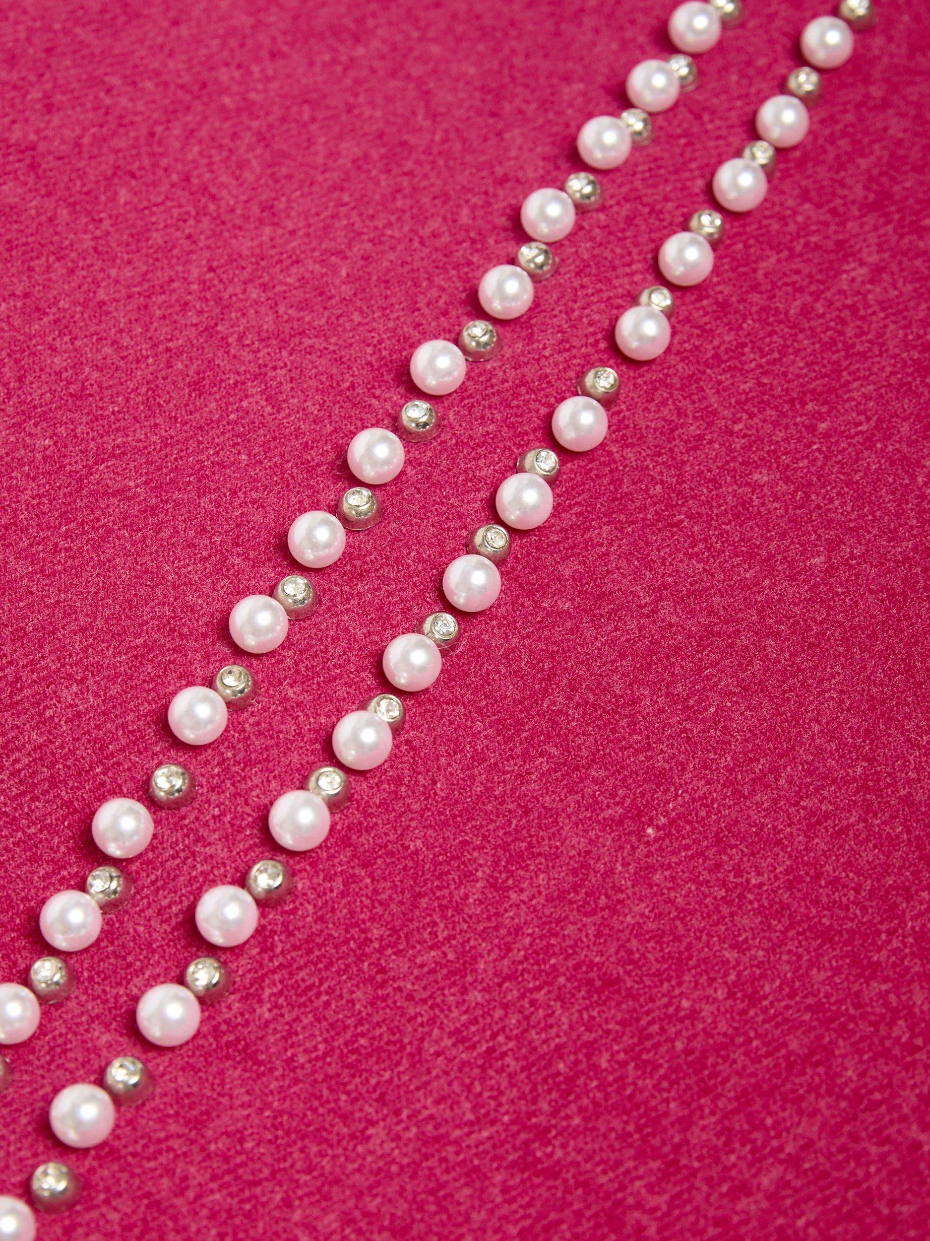 Product image 2 of 4, which shows James Lakeland Pearl Detail Scarf, Pink, One Size