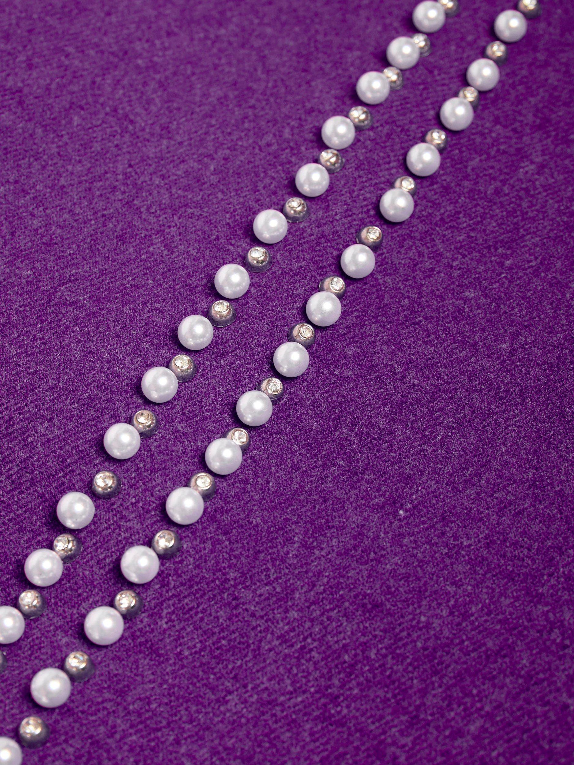 Product image 2 of 4, which shows James Lakeland Pearl Detail Scarf, Purple, One Size