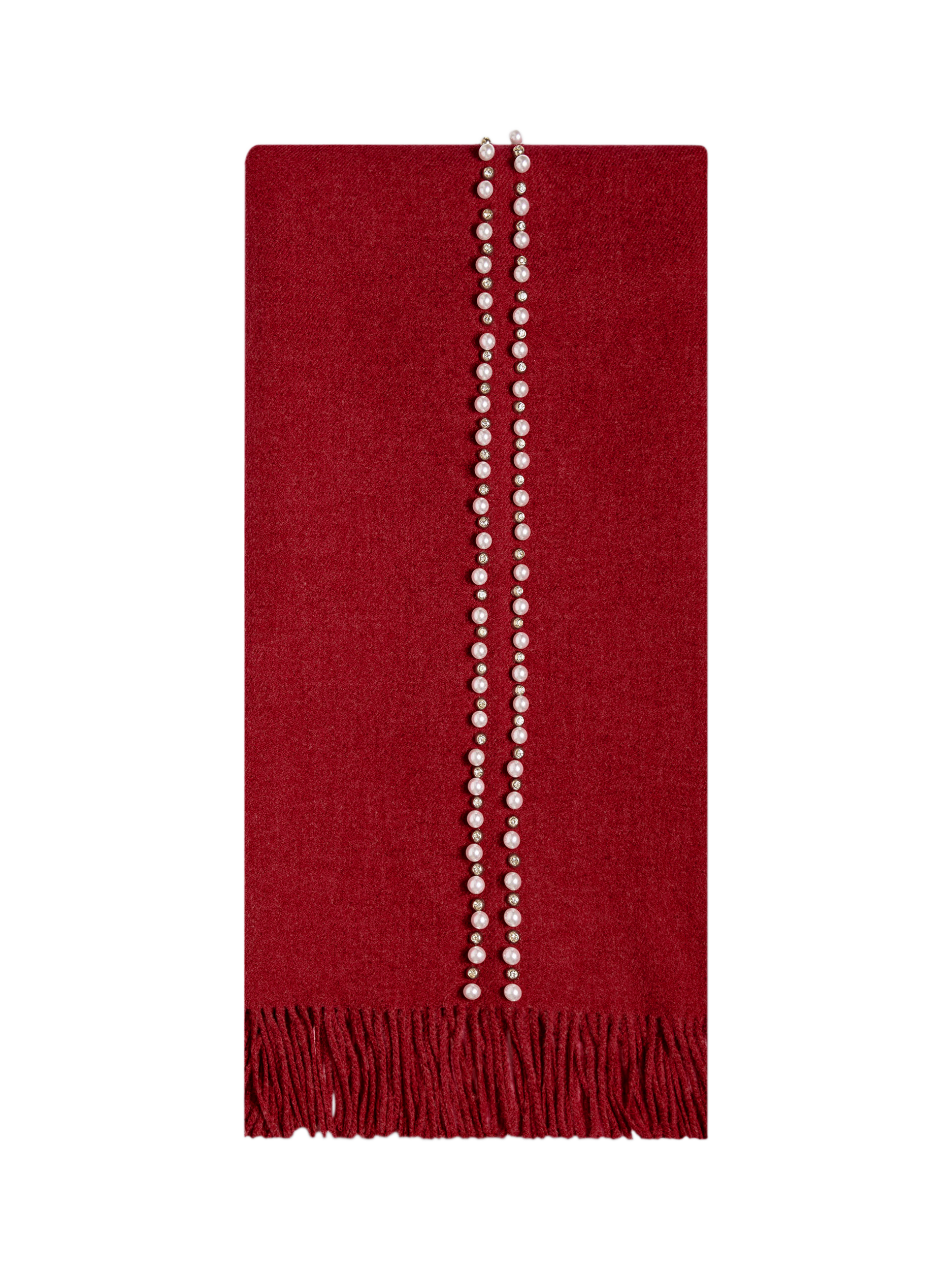 Product image 1 of 4, which shows James Lakeland Pearl Detail Scarf, Red, One Size