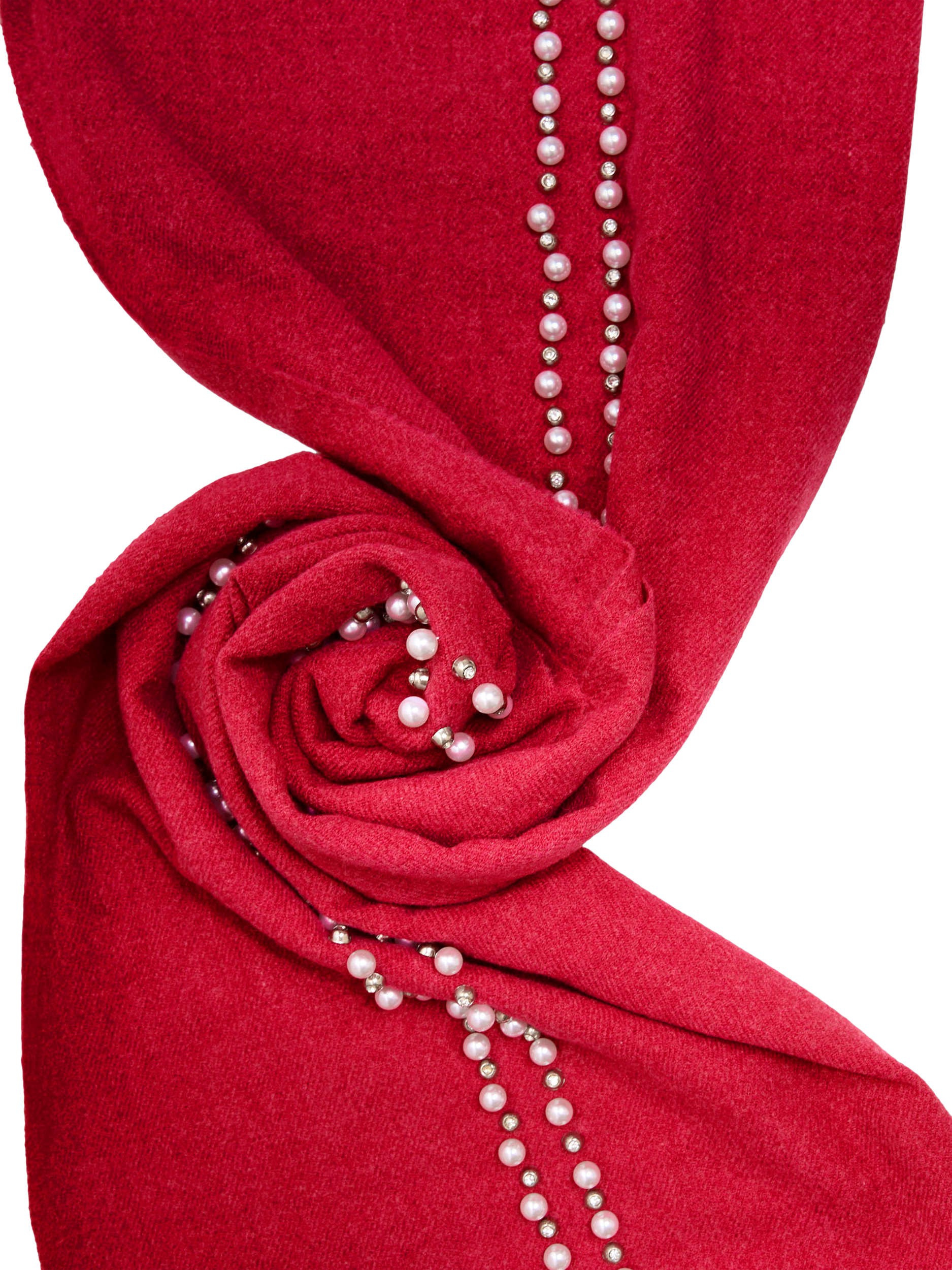 Product image 3 of 4, which shows James Lakeland Pearl Detail Scarf, Red, One Size