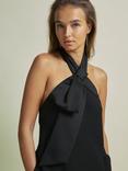 FLORERE Bow Detail Halterneck Maxi Dress, Black