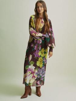 FLORERE Pleated Midaxi Tie Back Dress, Purple, Purple