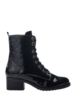 Moda in Pelle Bezzie Patent Leather Lace-Up Boots, Black, Black