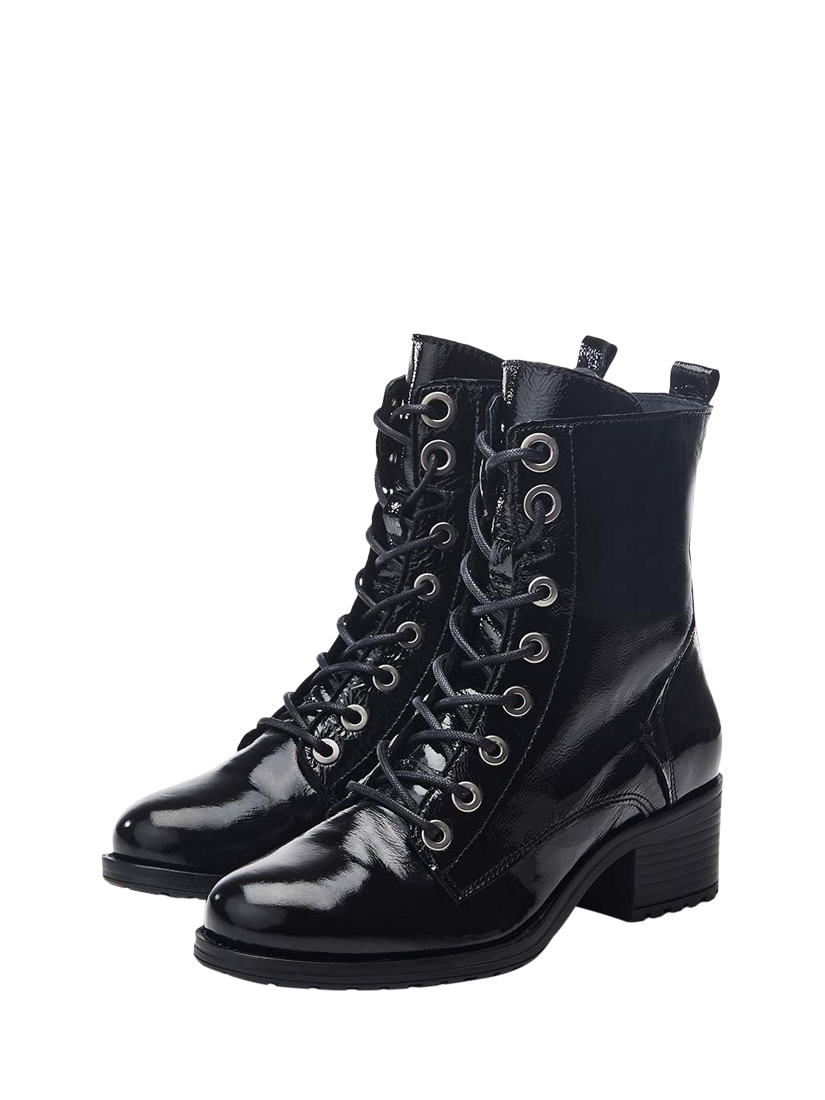 Product image 2 of 4, which shows Moda in Pelle Bezzie Patent Leather Lace-Up Boots, Black, 5