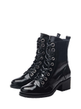 Moda in Pelle Bezzie Patent Leather Lace-Up Boots, Black
