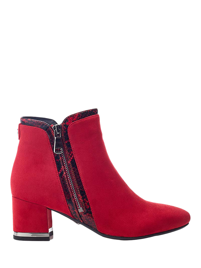 Moda in Pelle Peggi Faux Fur Lined Block Heeled Ankle Boots Red