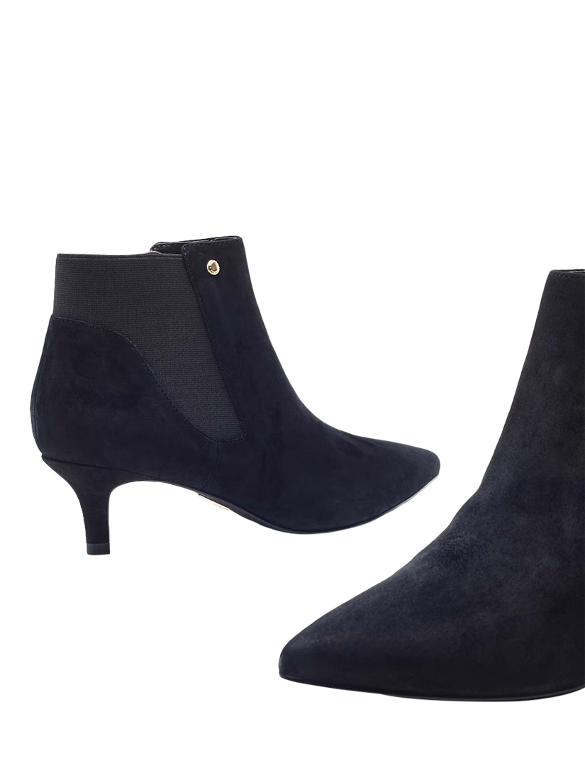 Black suede kitten heel ankle boots clearance