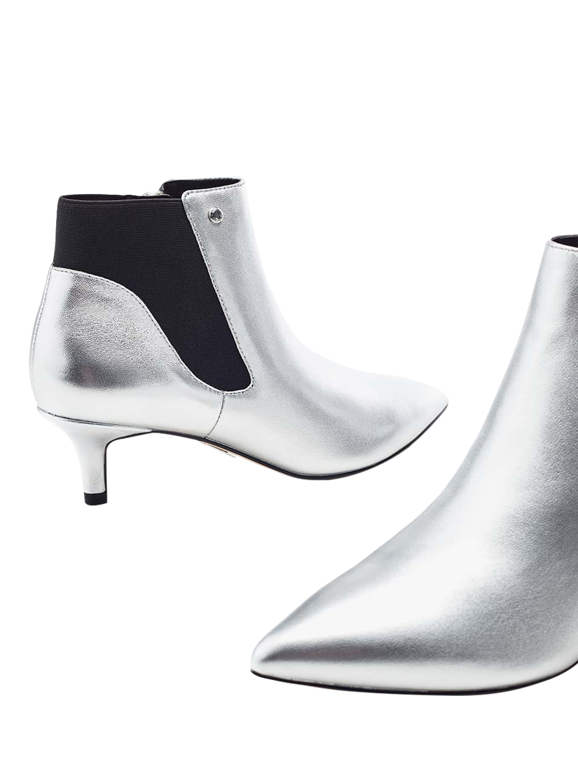 Silver kitten heel boots deals