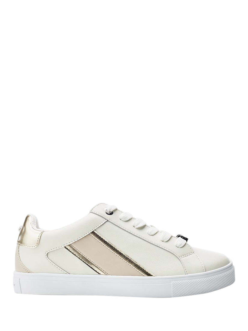 Moda in Pelle Abrini Leather Panel Detail Lace Up Trainers, Off White