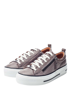 Moda in Pelle Filician Leather Flatform Trainers - view 2, Off Grey
