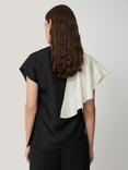 Jigsaw Sculptural Silk Twill Top, Black/Ivory