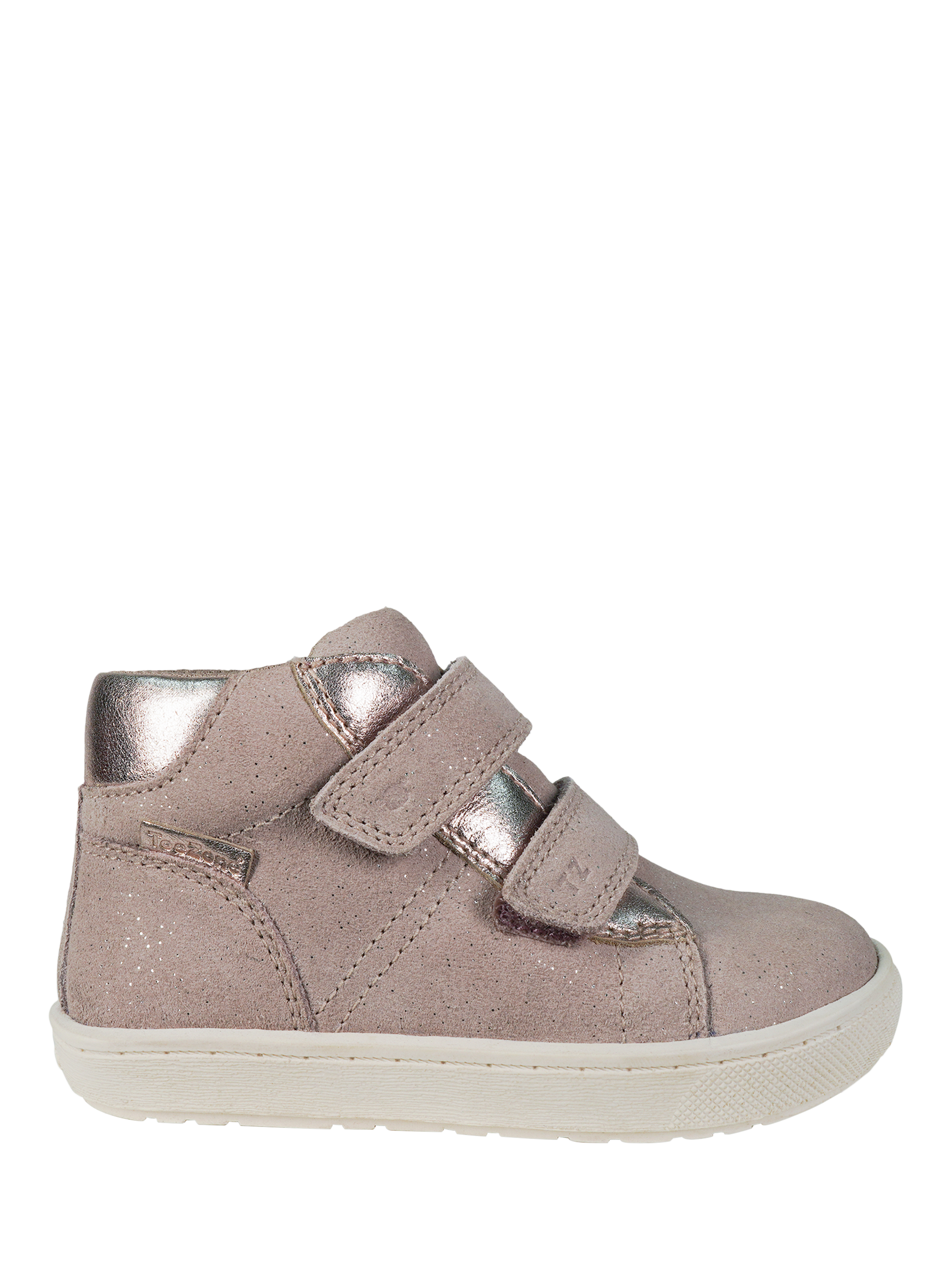 Product image 1 of 6, which shows ToeZone Kids' Layla Suede Shimmer Riptape Boots, Pink, 4 Jnr