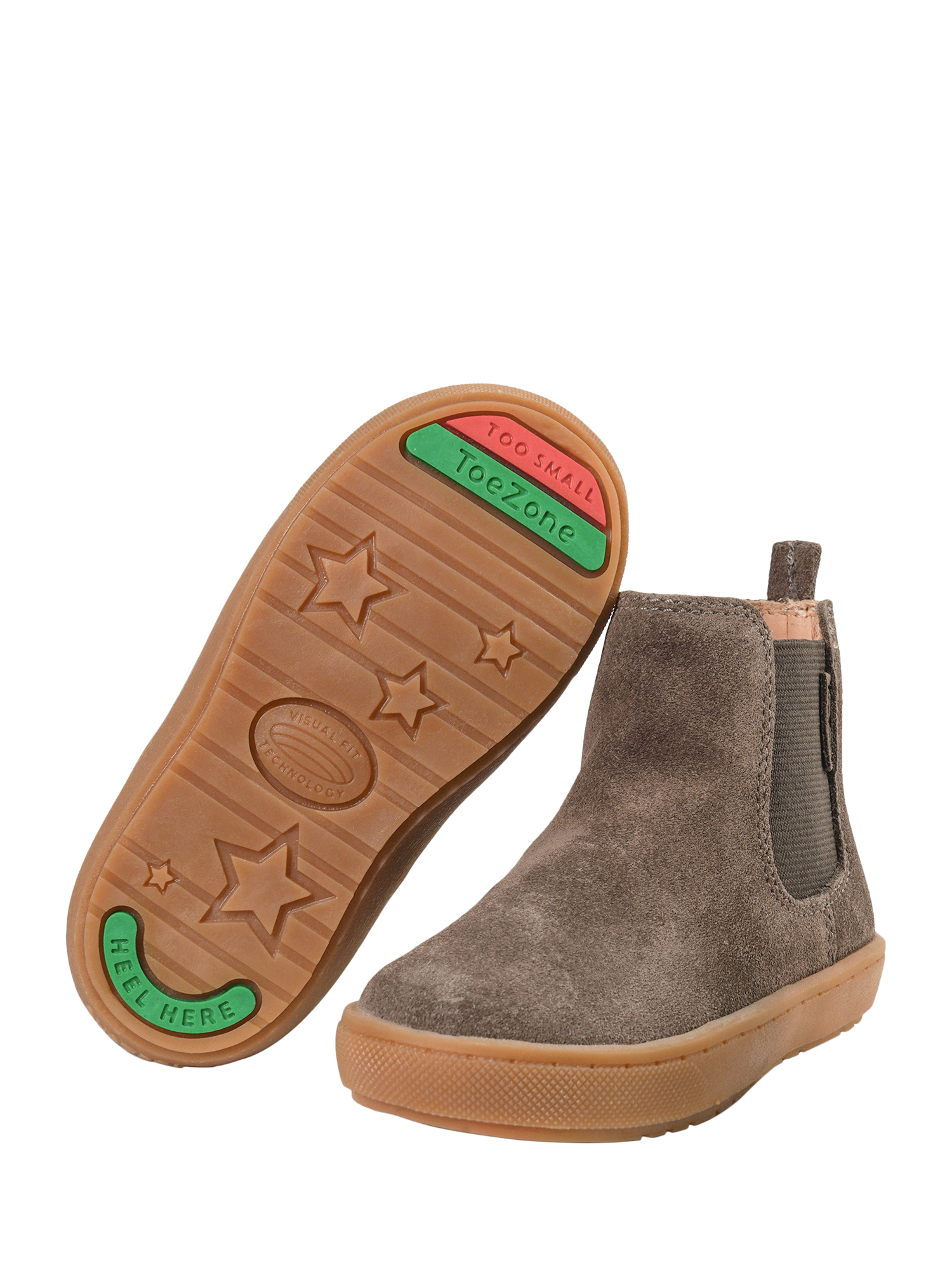 Product image 2 of 5, which shows ToeZone Kids' River Suede Boots, Brown, 4 Jnr