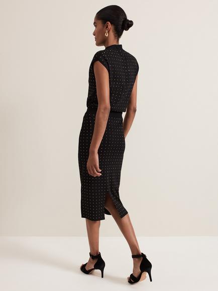Phase Eight Kendall Stud Skirt, Black - view 2, Black