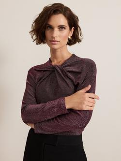 Phase Eight Stella Shimmer Top, Burgundy, Burgundy