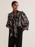 Phase Eight Tessa Floral Jacquard Blouse, Black/Multi