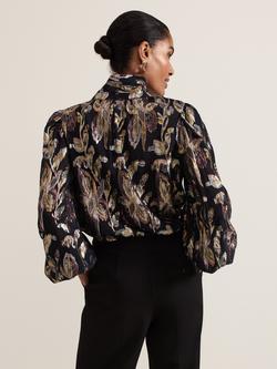 Phase Eight Tessa Floral Jacquard Blouse, Black/Multi - view 2, Black/Multi