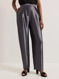 Phase Eight Sade Metallic Tailored Trousers, Gunmetal, Gunmetal