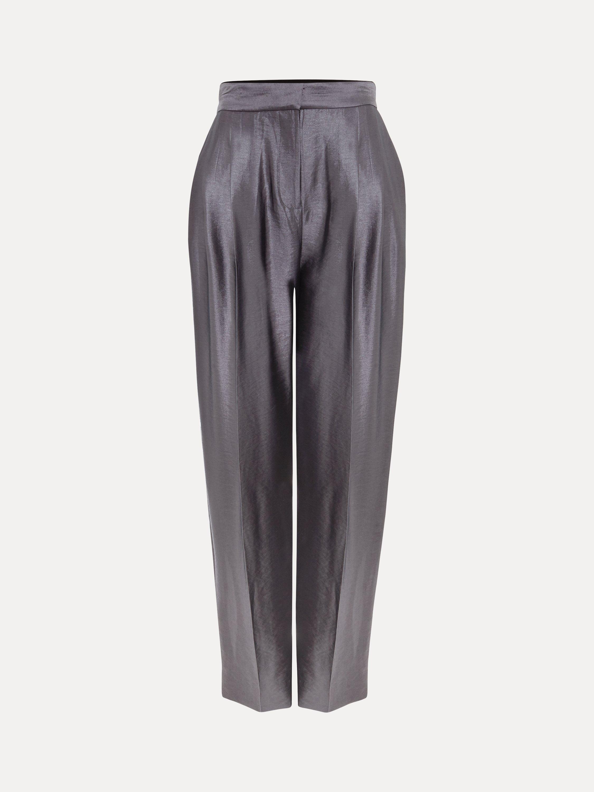 Product image 5 of 8, which shows Phase Eight Sade Metallic Tailored Trousers, Gunmetal, 6