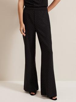 Phase Eight Samantha Stud Flared Trousers, Black, Black