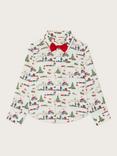 Monsoon Kids' Cotton Christmas Bow Tie Shirt, Ivory