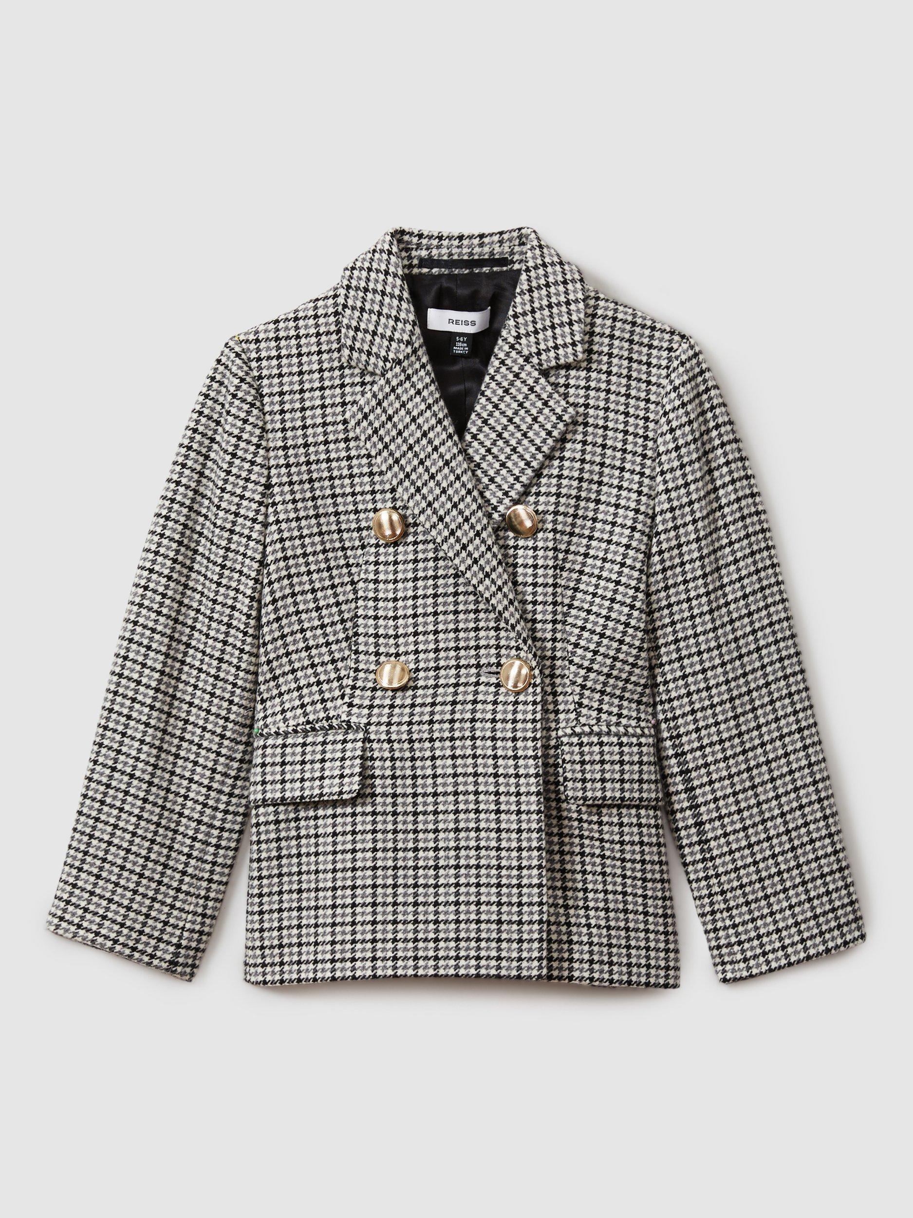 Product image 2 of 4, which shows Reiss Kids' Charlie Dogtooth Tailored Jacket, Black, 13-14 years