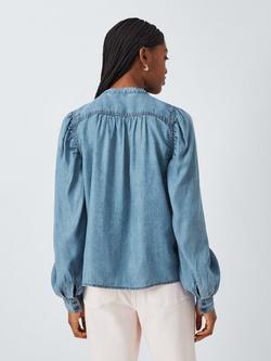 AND/OR Etta Embellished Denim Shirt, Denim Blue - view 2, Denim Blue