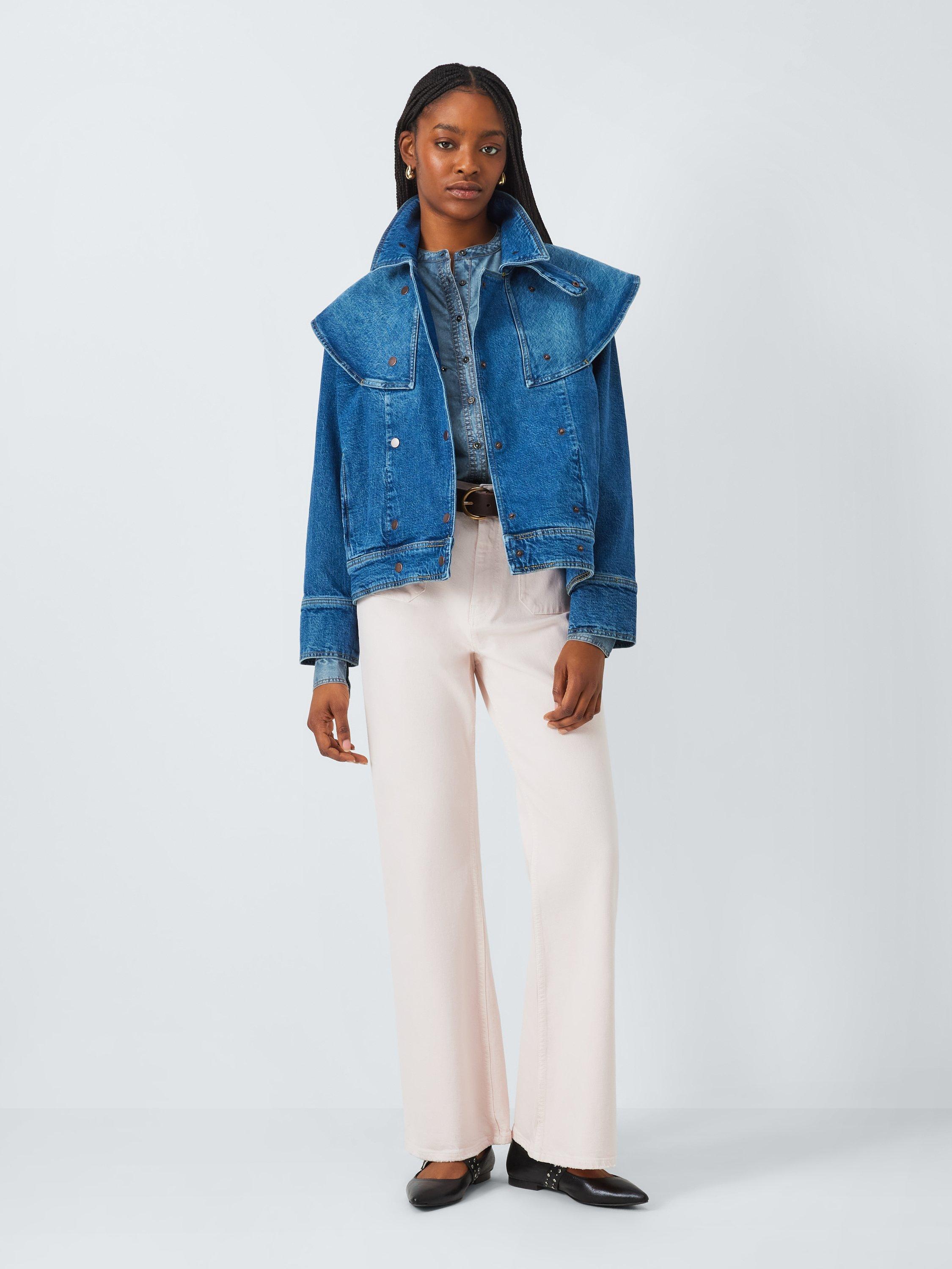 Product image 3 of 6, which shows AND/OR Etta Embellished Denim Shirt, Denim Blue, 6