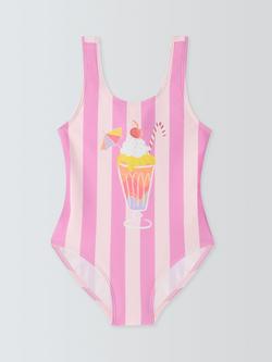 John Lewis Kids' Ice Cream Swimsuit, Pink, Pink