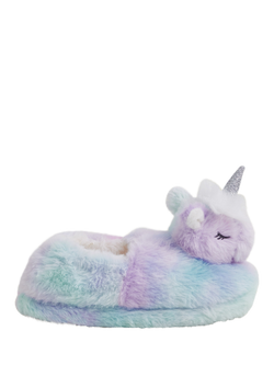 Angels by Accessorize Sleepy Unicorn Slippers, Blue, 