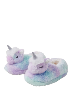 Angels by Accessorize Sleepy Unicorn Slippers, Blue - view 2, 