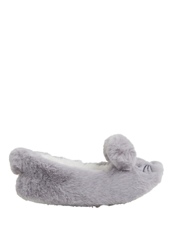 Angels by Accessorize Kids' Bunny Ballerina Slippers, Grey, 