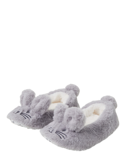 Angels by Accessorize Kids' Bunny Ballerina Slippers, Grey - view 2, 