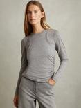 Reiss Charlie Double Layer Wool Blend Top, Grey