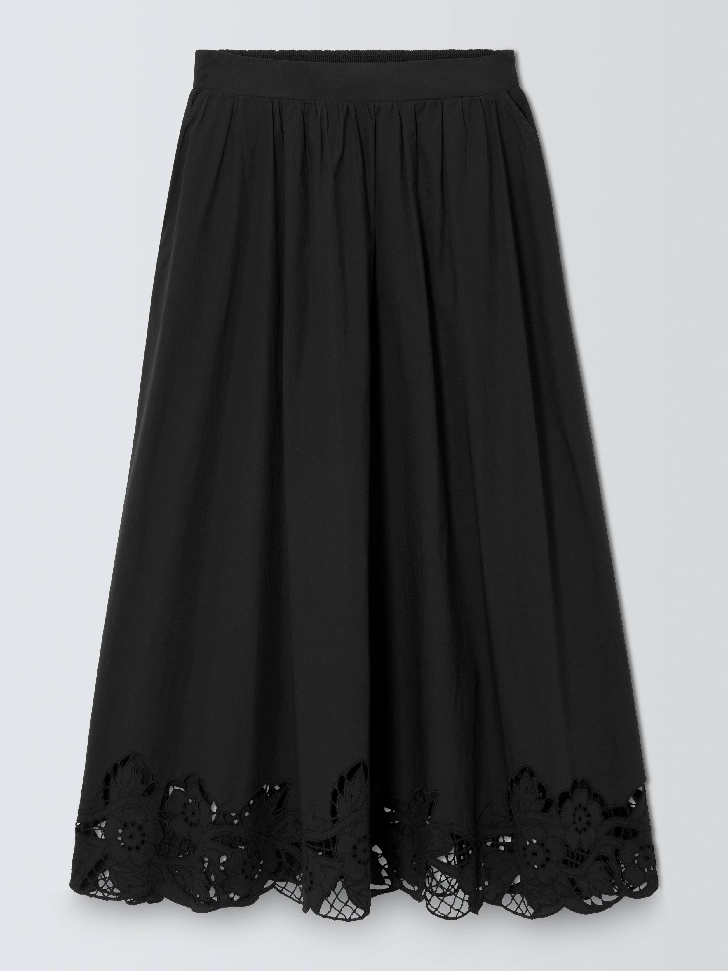 Product image 4 of 6, which shows AND/OR Marion Cutwork Maxi Skirt, Black, 16