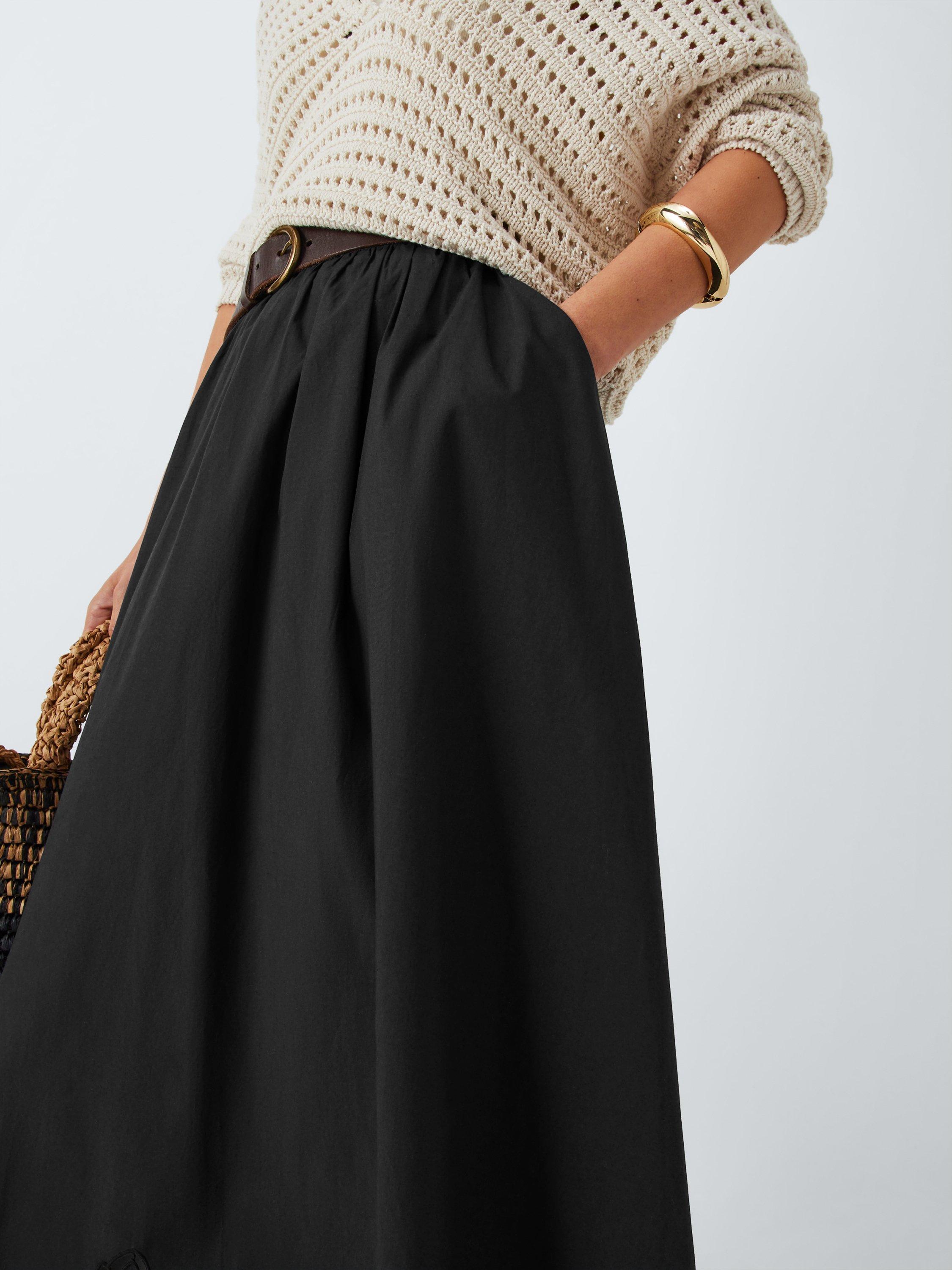 Product image 5 of 6, which shows AND/OR Marion Cutwork Maxi Skirt, Black, 16