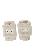 Angels by Accessorize Owl Capped Fingerless Gloves, Cream