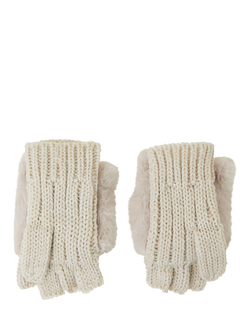 Angels by Accessorize Owl Capped Fingerless Gloves, Cream - view 2, Cream