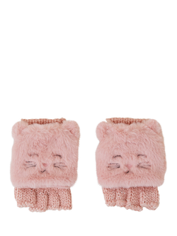 Angels by Accessorize Fluffy Cat Gloves, Pink, 