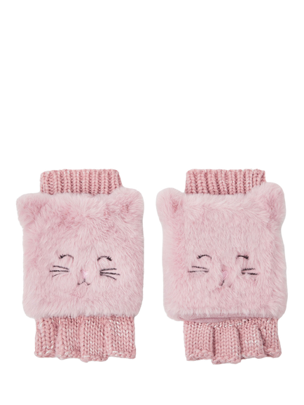 Angels by Accessorize Fluffy Cat Gloves, Pink, 