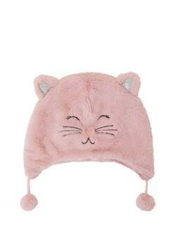 Angels by Accessorize Kids' Fluffy Cat Trapper Hat, Pink, Pink