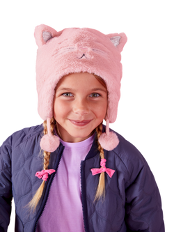 Angels by Accessorize Kids' Fluffy Cat Trapper Hat, Pink - view 2, Pink