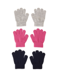 Angels by Accessorize Kids' Plain Gloves, Pack of 3, Grey/Pink/Black