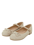 Angels by Accessorize Kids' Glitter Bow Ballerina Flat Shoes, Gold