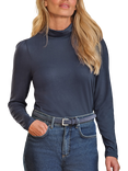 Pure Collection Jersey Turtleneck Slim Fit Top, Navy