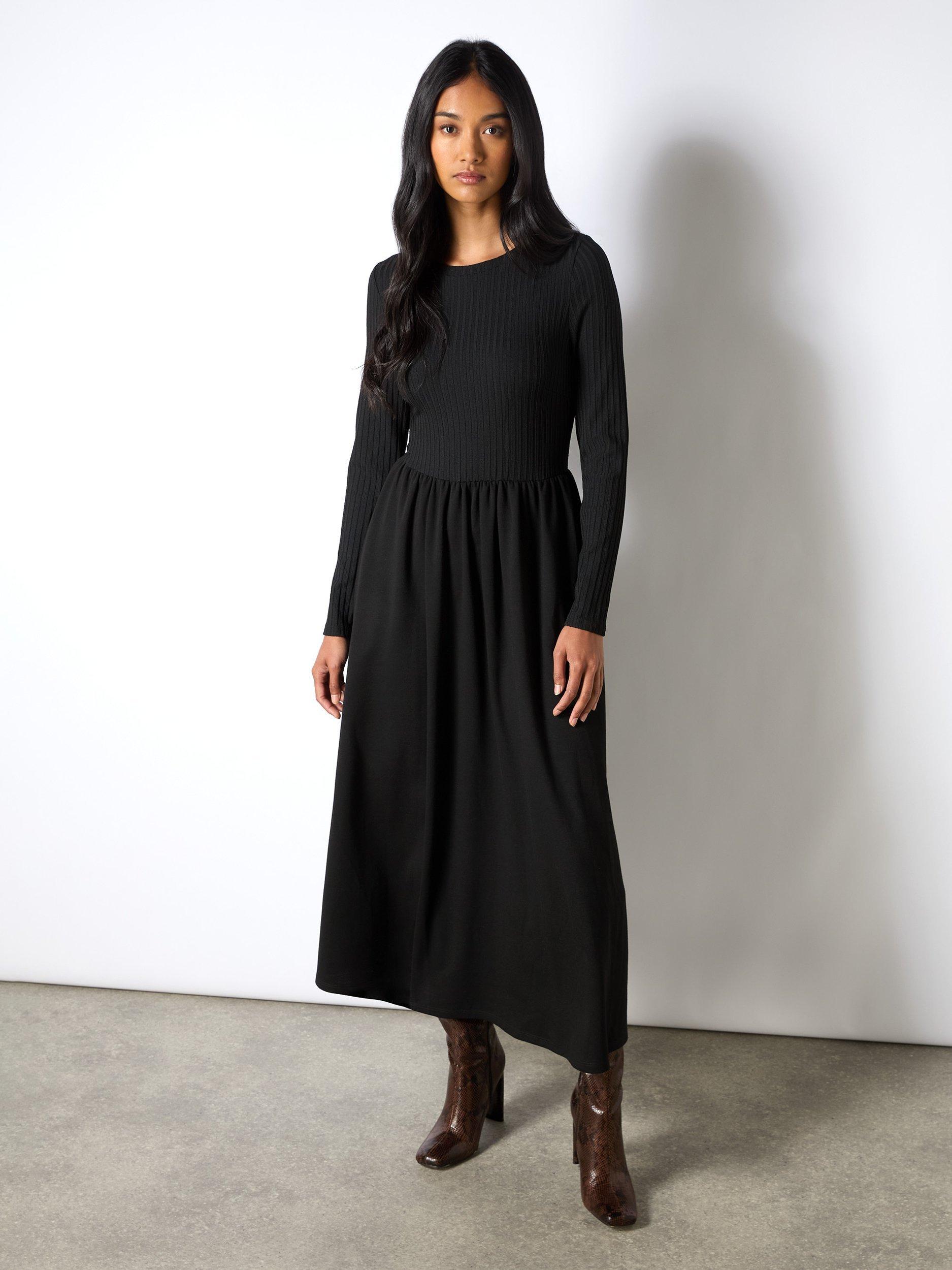 Ro&Zo Rib Top Ponte Dress, Black